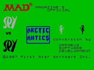 Spy vs Spy III: Arctic Antics title screen for ZX Spectrum